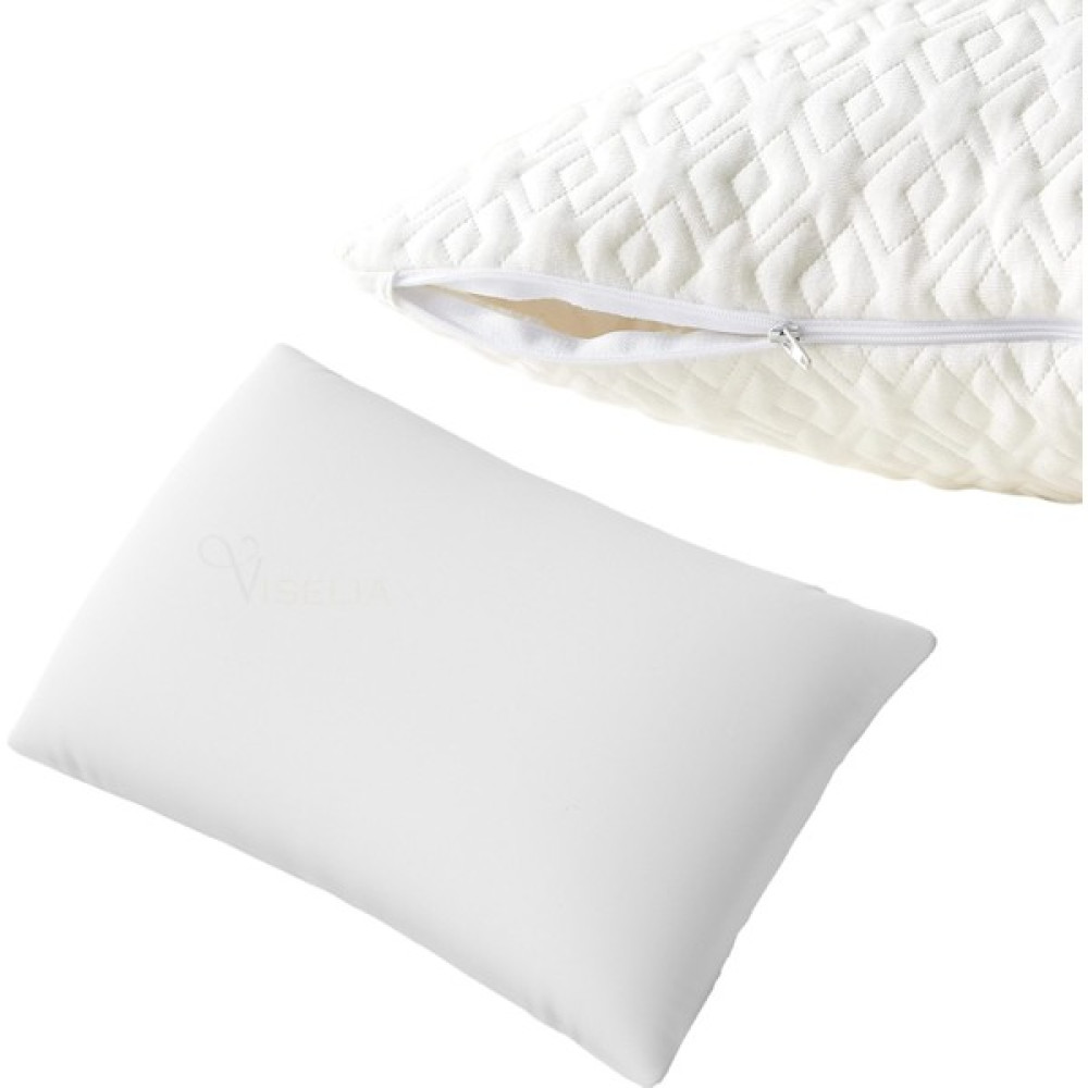 Viselia Yastık Boncuk Elyaf Antibakteriyel Uyku Yastığı Pamuklu Dikişli 1000 gr + Pamuklu Fermuarlı Kılıf - 50 x 70 cm - Beyaz Yastık Fiyatı