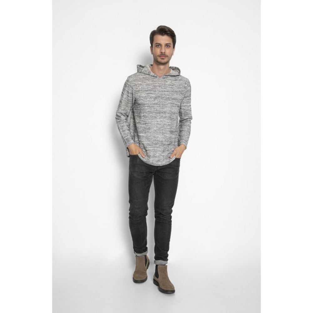 Vıshenka Unisex Kapüşonlu Gri Renk Puntalı 3 Iplik Sweatshirt Erkek Sweatshirt Fiyatı