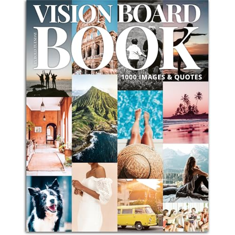 Vision Board Book Magazine for Women - 1000+ Diverse Pictures, Quotes, Self-Discovery Exercises | Complete Collage Clip Art Supplies Kit for Adults | Ideal for Vision Mood Board Party & Manifestation
