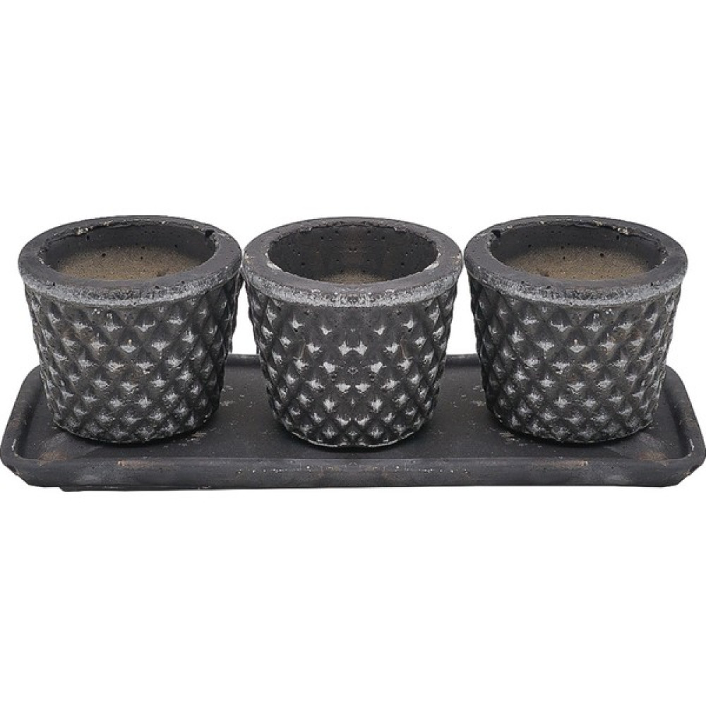 Viskobet Bakla Mini Beton Saksı Tabaklı 3'lü Set Saksı ve Aksesuarları Fiyatı