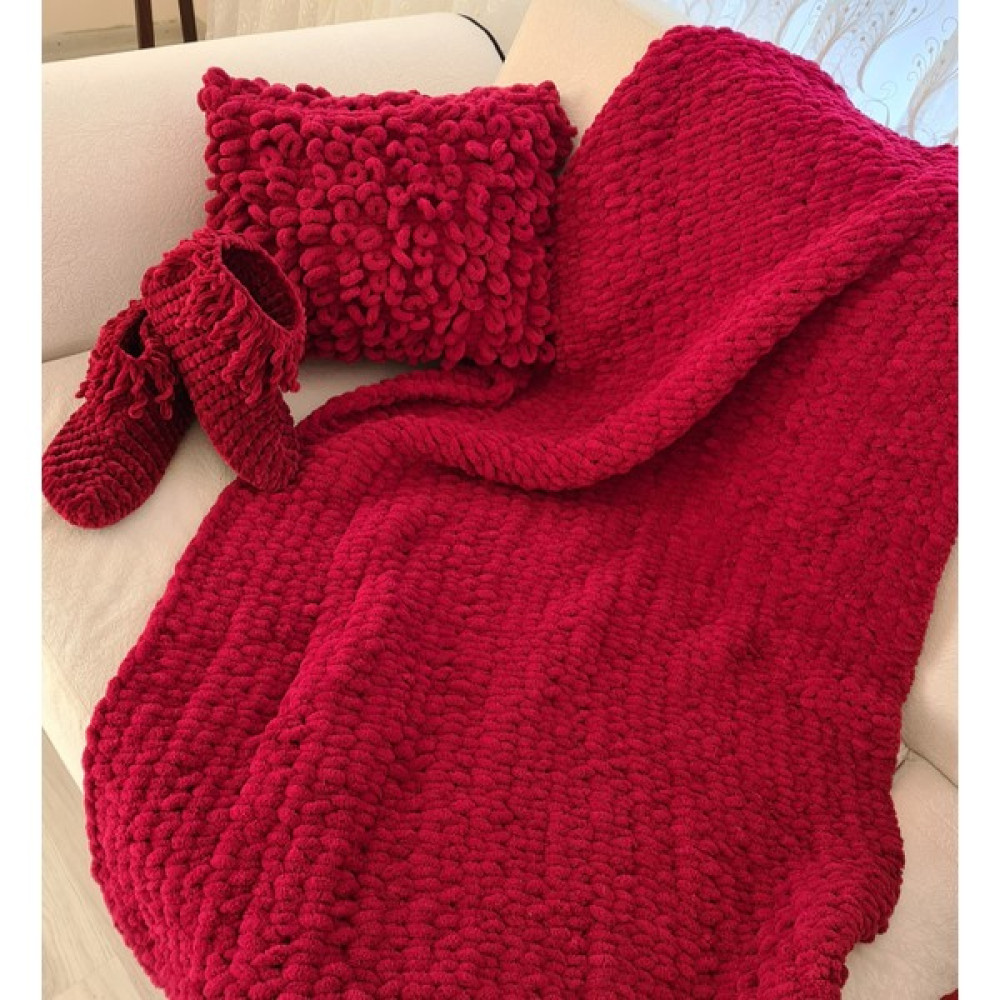Vişne Çürüğü Puffy Polar Koltuk Battaniyesi - 85 x 135 cm - Bordo Battaniye Fiyatı