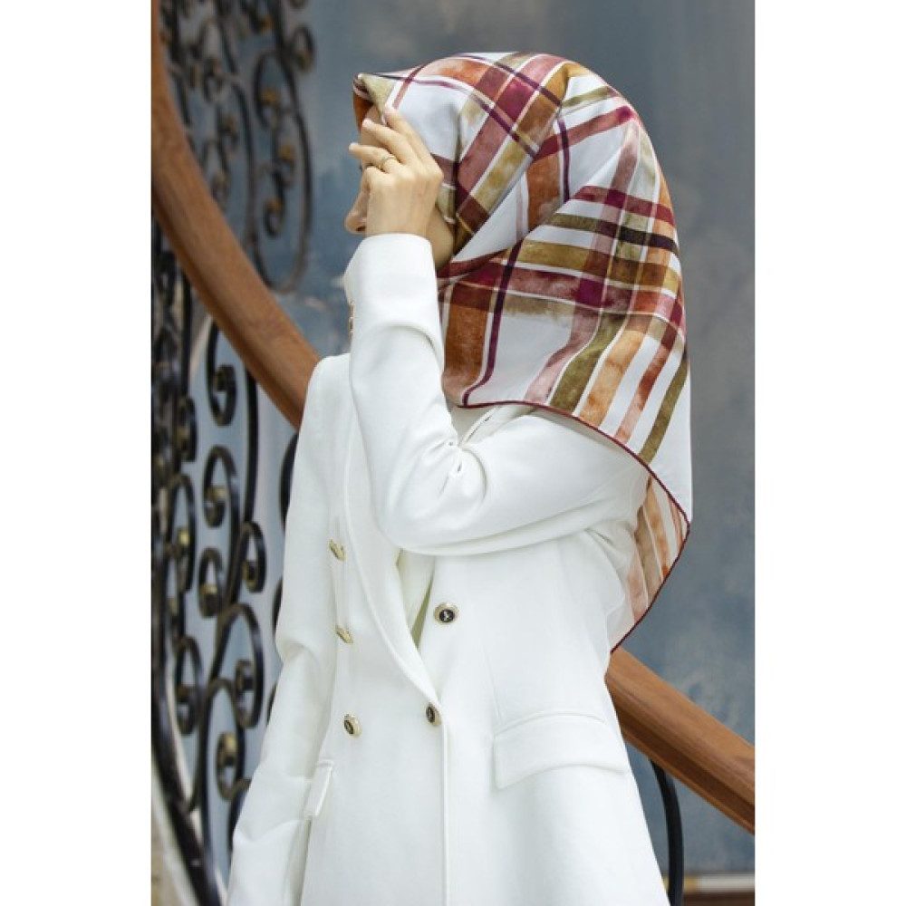 Vissona Twill Ipek Eşarp Bordo Haki 51761 (Tivil İpek) Eşarp Fiyatı