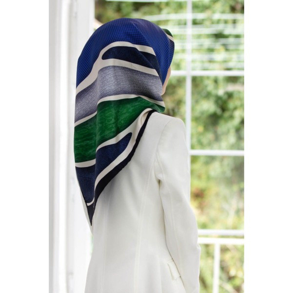 Vissona Twill Ipek Eşarp Lacivert/zümrüt Yeşili 51569_0033-0036 (Tivil İpek) Eşarp Fiyatı