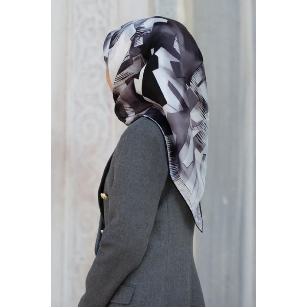 Vissona Twill Ipek Eşarp Siyah Beyaz 51771 (Tivil İpek) Eşarp Fiyatı