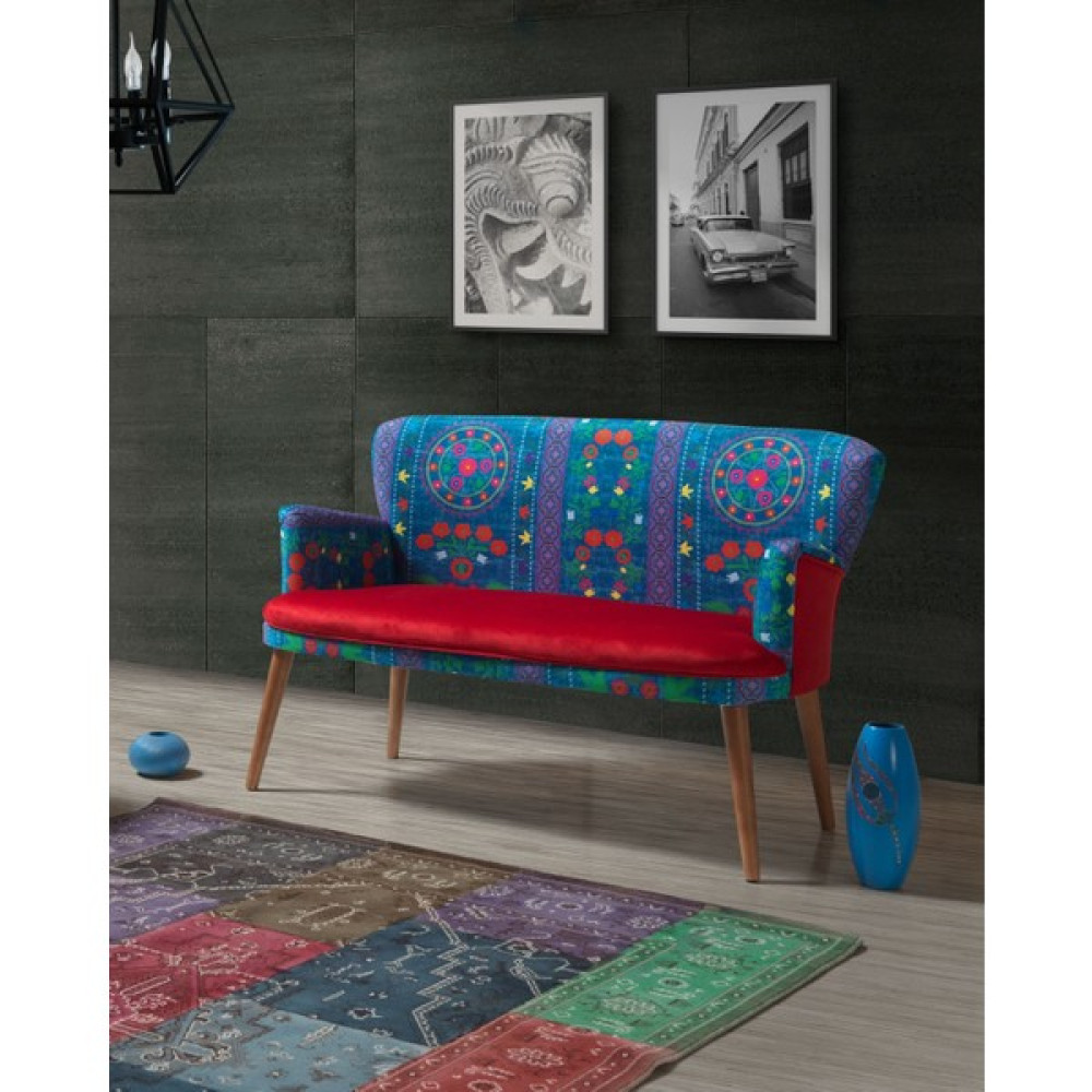 Vistaso Etnik Desen Kırmızı Çay Seti Ikili Koltuk (Salon, Balkon, Ofis) - Renkli Kanepe & Çekyat Fiyatı