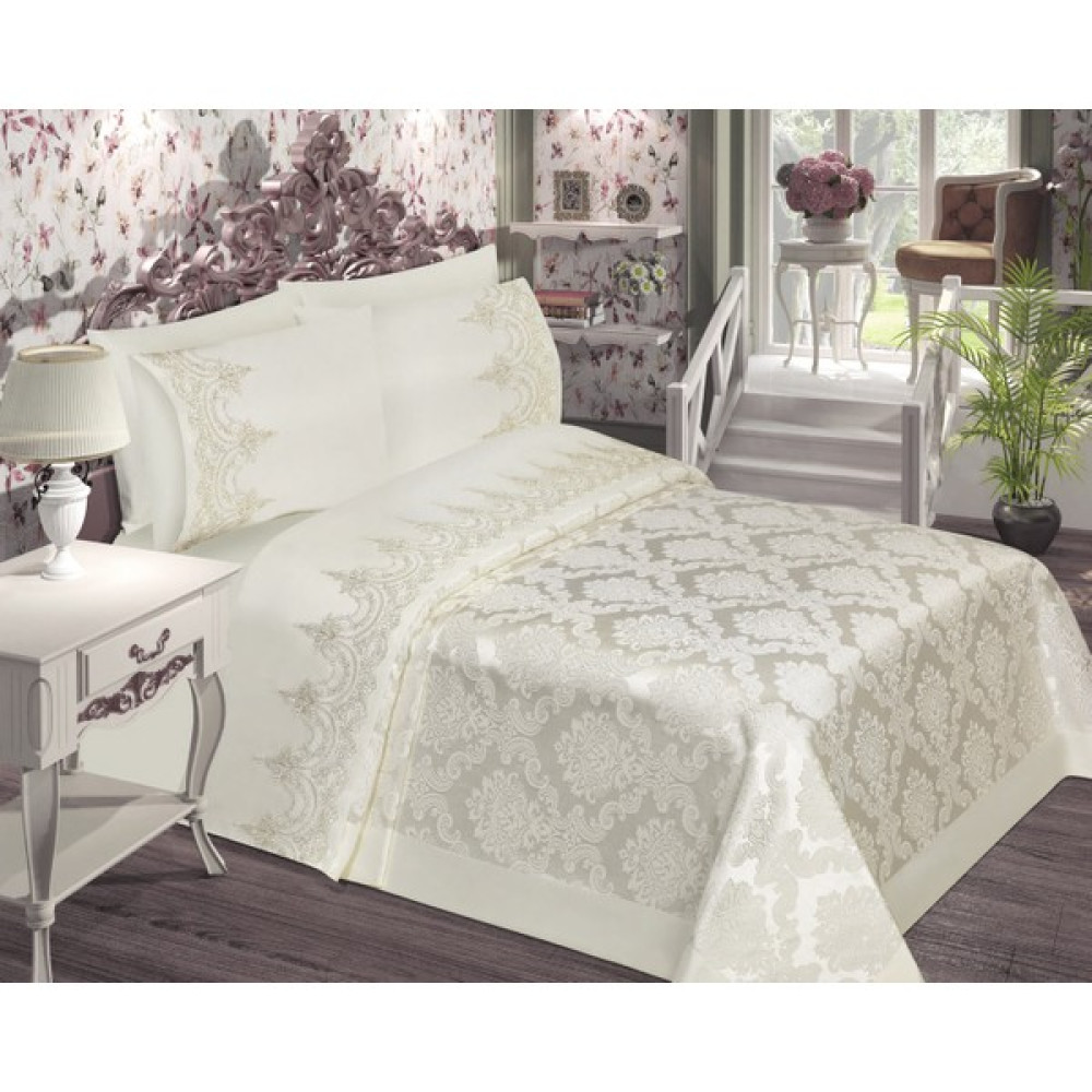 Vistonida Sultan Şönil Çift Kişilik Pike Takımı - Bej - Krem - 230 x 240 cm Pike & Pike Takımı Fiyatı