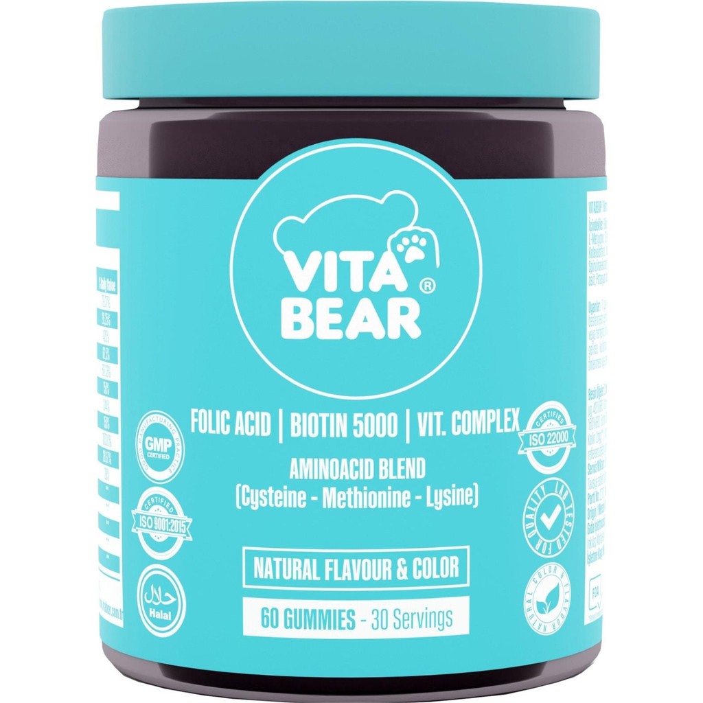 Vita Bear Strong Hair Gummy Vitamin 60 Adet Doğal Elma Aromalı Saç ve Tırnak Güçlendirici Diğer Fiyatı