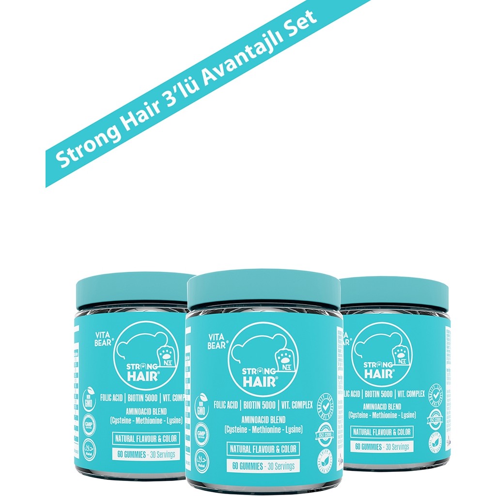 Vita Bear Strong Hair Gummy Vitamin 60 x 3 Kullanıma Uygun Vitamin ve Mineral İçerikli Diğer Fiyatı