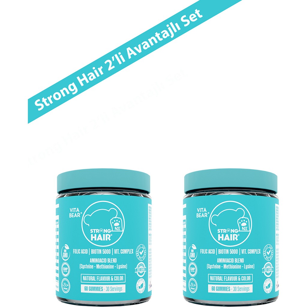 Vita Bear Strong Hair Saç Tırnak Kirpik Vitamin ve Mineral Gummy 60 Adet Ekşi Elma Aromalı ABD Üretimi Diğer Fiyatı