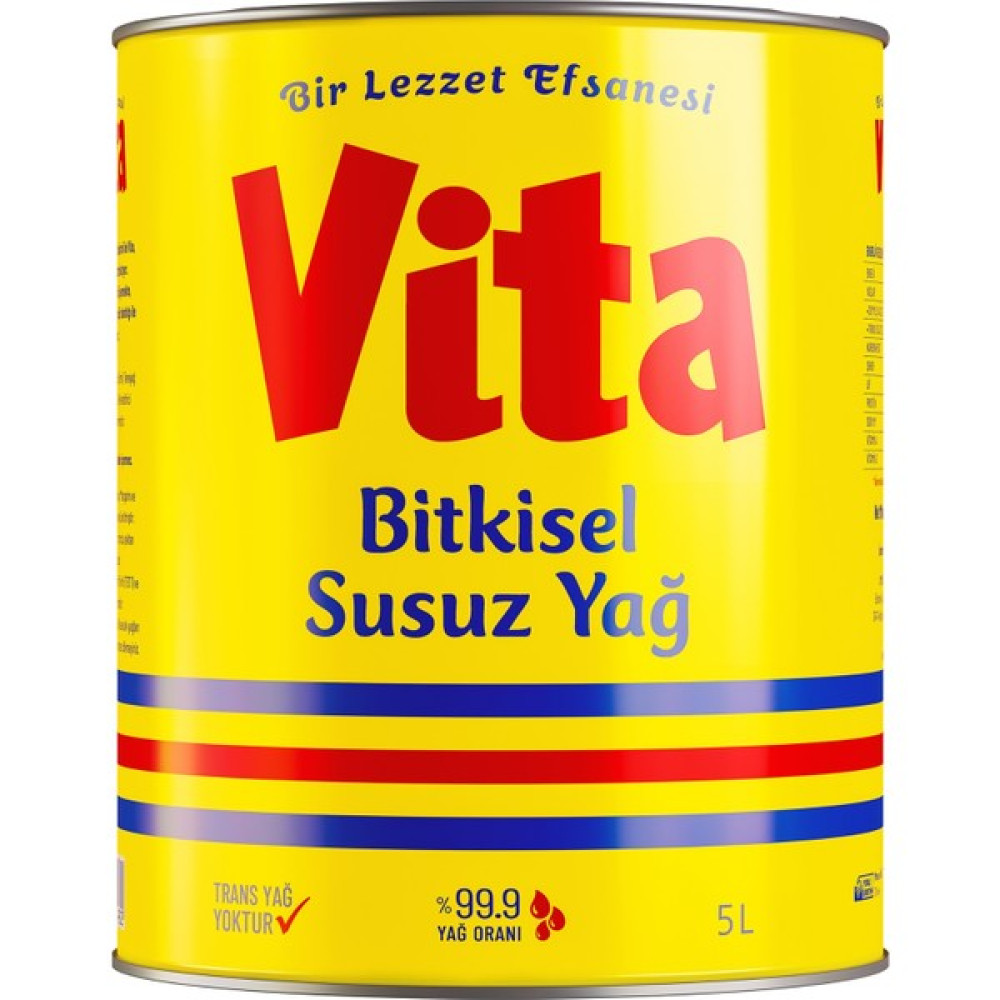 vita Bitkisel Susuz Vita Yağ 5 Lt - 5 kg Tereyağ ve Margarin Fiyatı