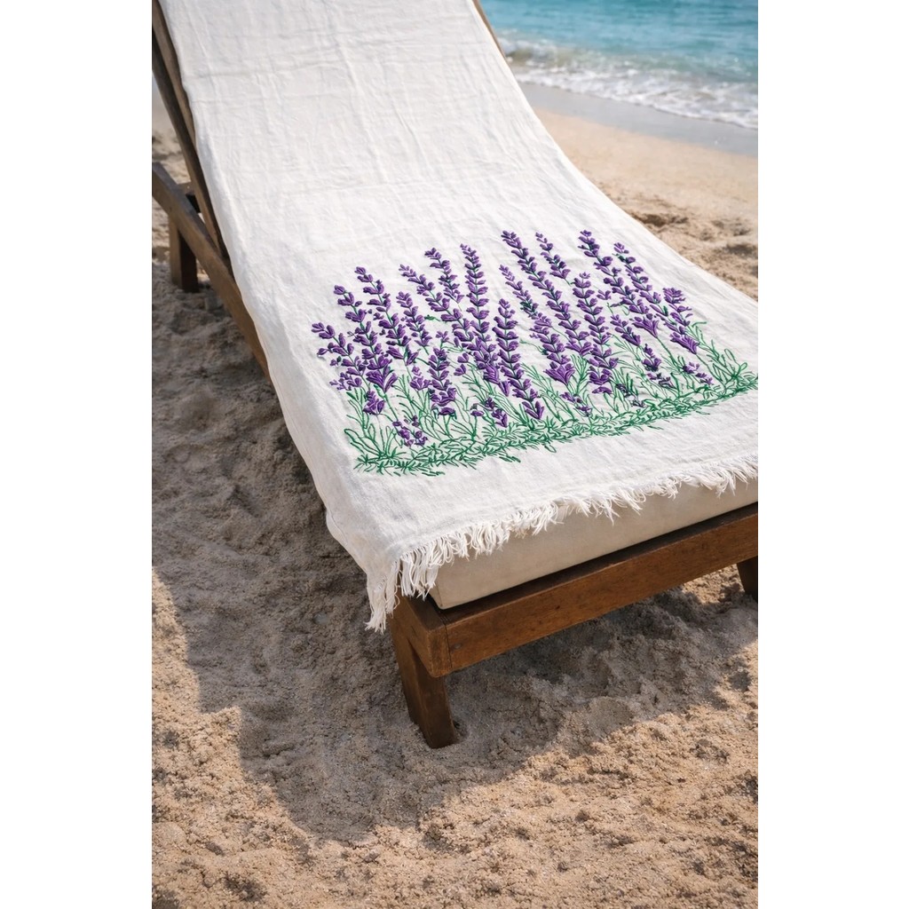 Vita Müslin Peştemal Basklı %100 Pamuklu Organik Plaj Havlusu Keten 3 Katlı Lüks Peştemal - Mor - 90 x 170 cm El / Yüz Havlusu Fiyatı