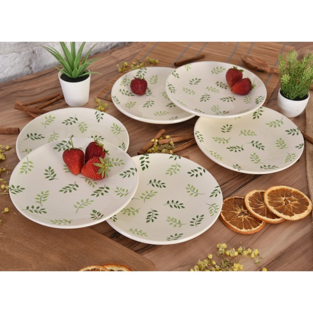 Vita Seramik 6'lı EL YAPIMI Seramik Yaprak Pasta Tabak Tatlı Meyve Tabağı Sunum Seti 19,5cm - Yeşil - Beyaz Mutfak Gereçleri Fiyatı