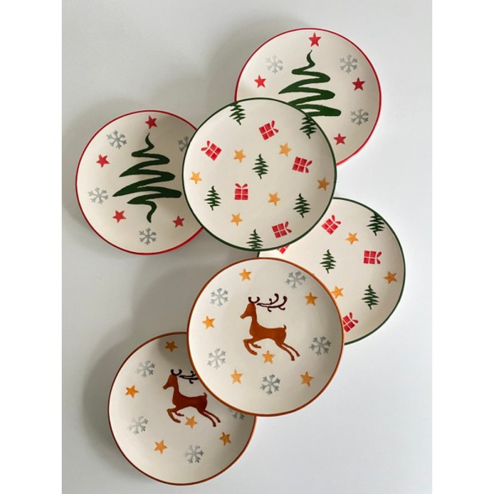 Vita Seramik 6'lı Yılbaşı Özel Seri El Yapımı Seramik Christmas Pasta Tabak Tatlı Meyve Tabağı Sunum Seti 19,5cm Mutfak Gereçleri Fiyatı