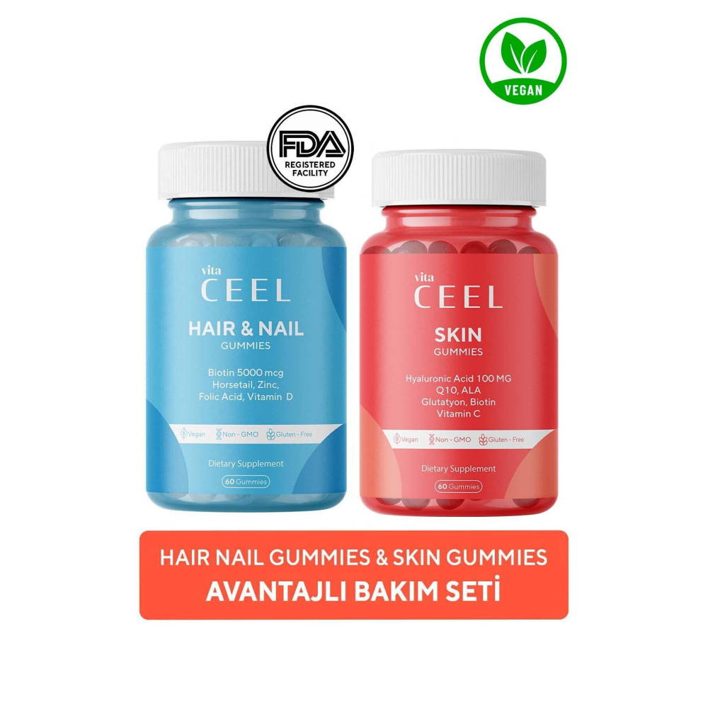 VitaCeel 2li Cilt ve Saç & Tırnak Gummy Vegan Çiğnenebilir Vitamin Saç Bakım Maskeleri & Serumlar & Spreyler Fiyatı