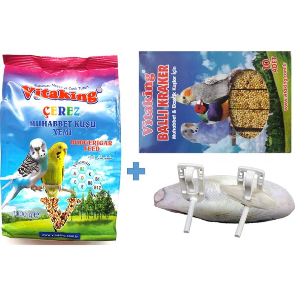 Vitaking Muhabbet Kuş Yemi + 10LU Kraker + Mürekkep Balığı Kalamar Kemiği 30G Evcil Hayvan Ürünleri Fiyatı