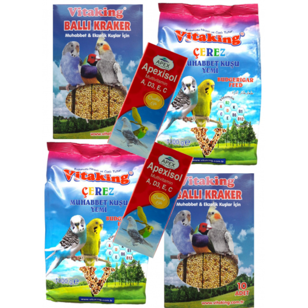 Vitaking Muhabbet Kusu Yemi Cerez 2 Kg Ve 2X10lu Kraker Ve Multivitamin Maxi Seti Evcil Hayvan Ürünleri Fiyatı