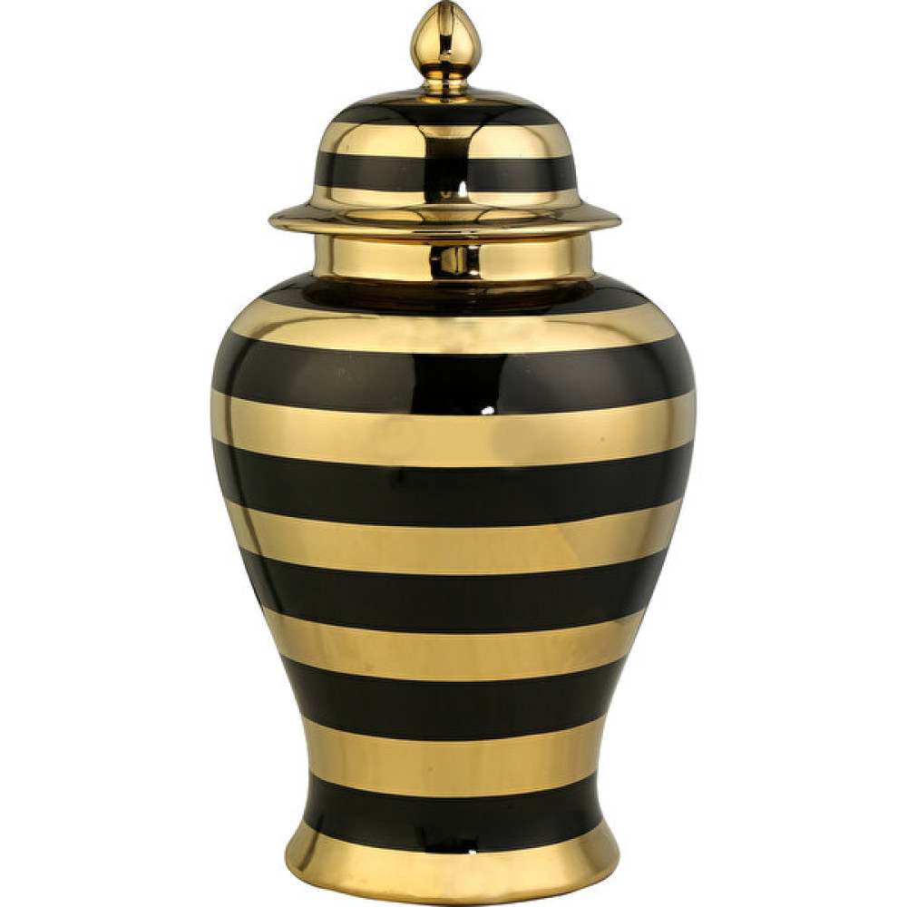 Vitale Dory Çizgili Vazo Siyah Gold 14X22X38 cm AK.WLT0613 - Renkli Vazo Fiyatı
