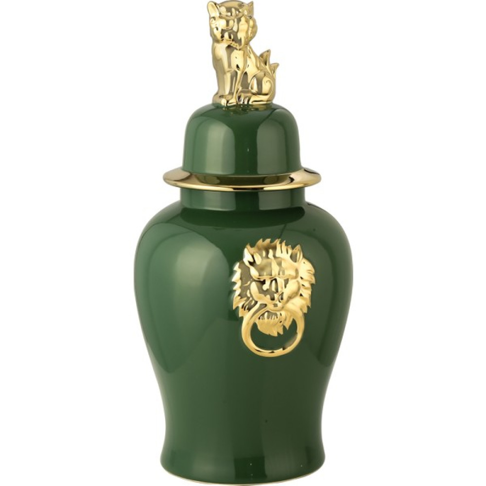 Vitale Lion Dekoratif Vazo Yeşil 23X 23X50 cm AK.WLT0603 - Renkli Vazo Fiyatı
