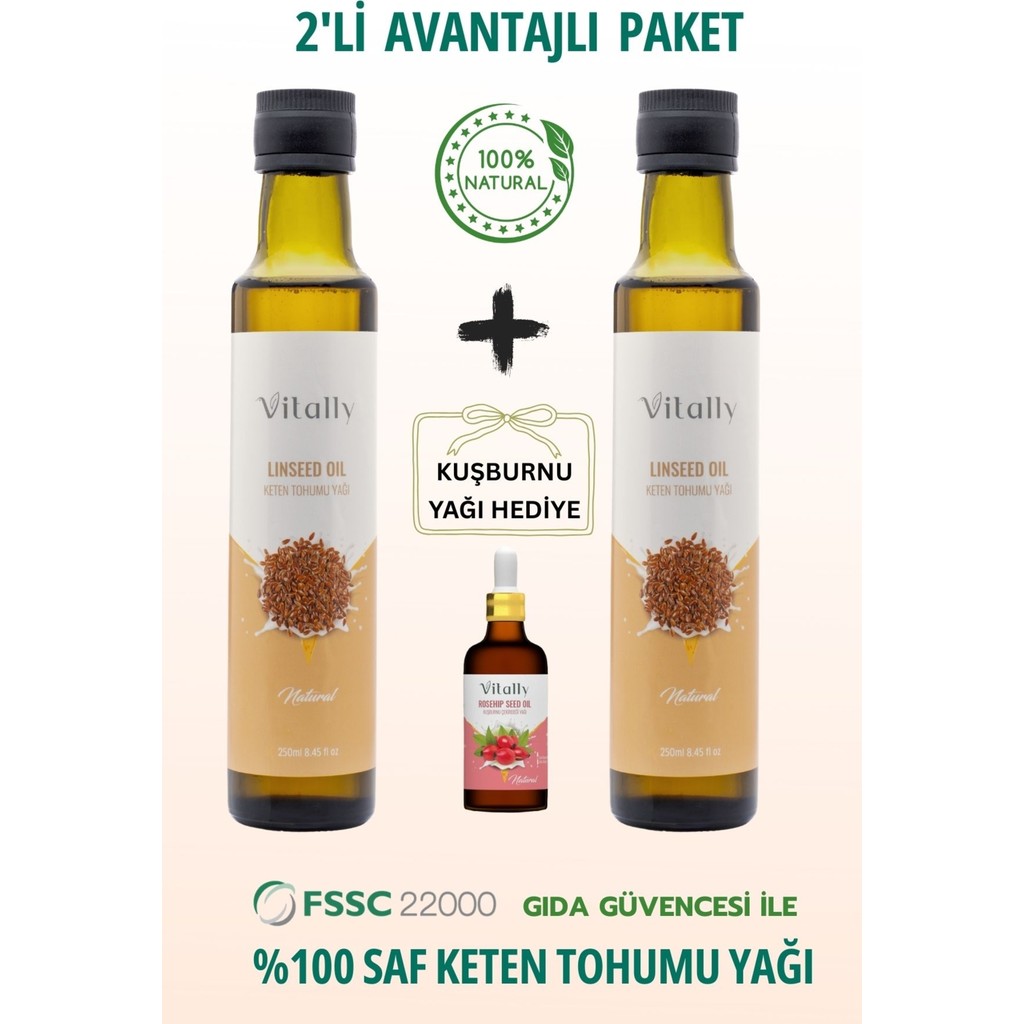 Vitally Keten Tohumu Yağı 250 ml 2’li – Soğuk Sıkım, Çok Amaçlı, Saf & Doğal Diğer Fiyatı