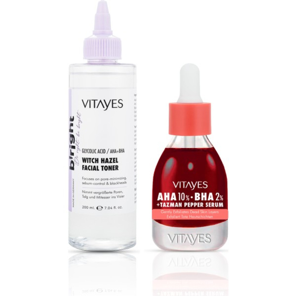Vitayes Aha %10 Bha %2 Kırmızı Peeling Cilt Serumu ve Cadı Fındığı Glikolik Asit Yüz Toniği Cilt Bakım Seti Cilt ve Yüz Bakımı Fiyatı