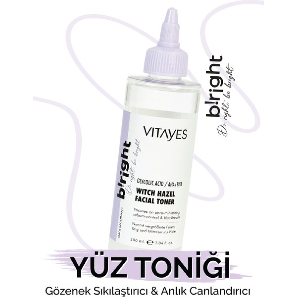 VITAYES Cadı Fındığı Yüz Toniği Aha-Bha, Glikolik Asit Gözenek Sıkılaştırıcı Akne Karşıtı Canlandırıcı Tonik Cilt Temizleme ve Peeling Fiyatı