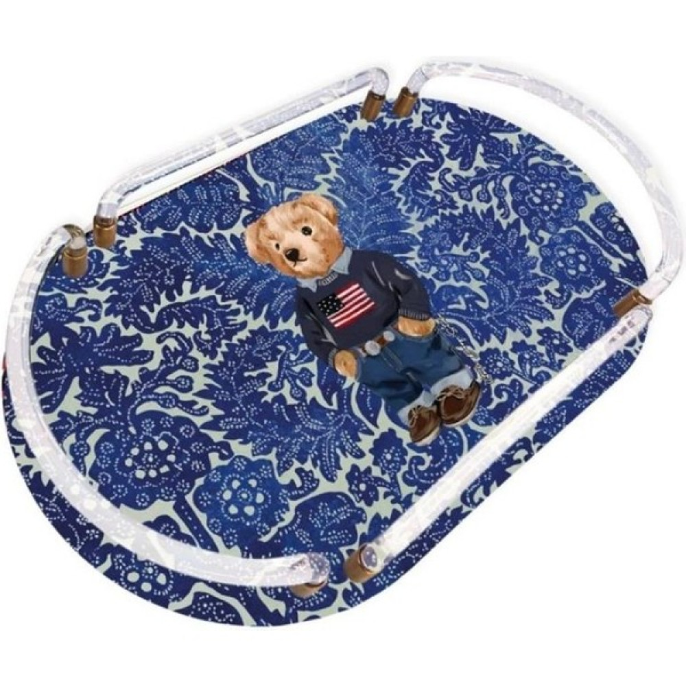 Vitelli Lacivert Beyaz Teddy Bear Oval Pleksi Tepsi 30*20CM Servis Tepsisi Fiyatı