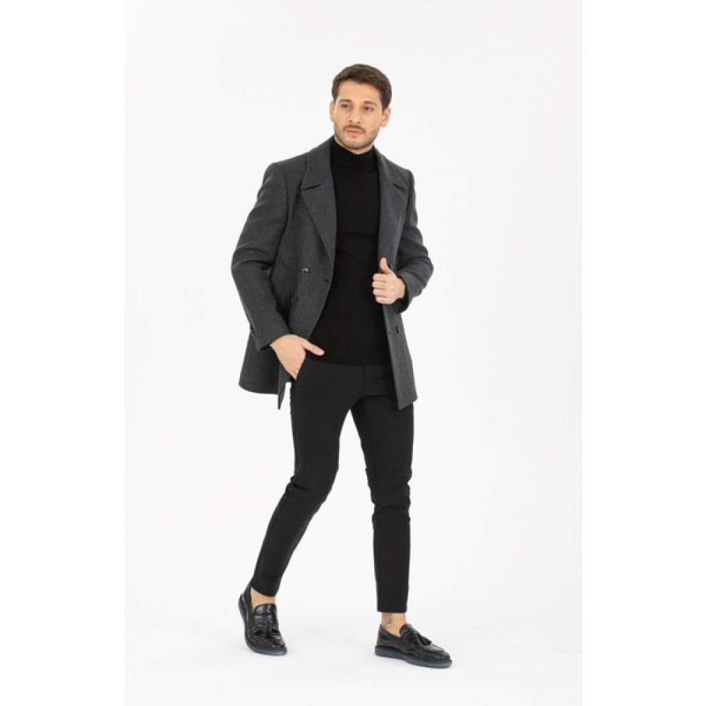 Vito Andolini Füme Desenli Kaşmir Slim Fit Kruvaze Erkek Kısa Palto Erkek Mont Fiyatı