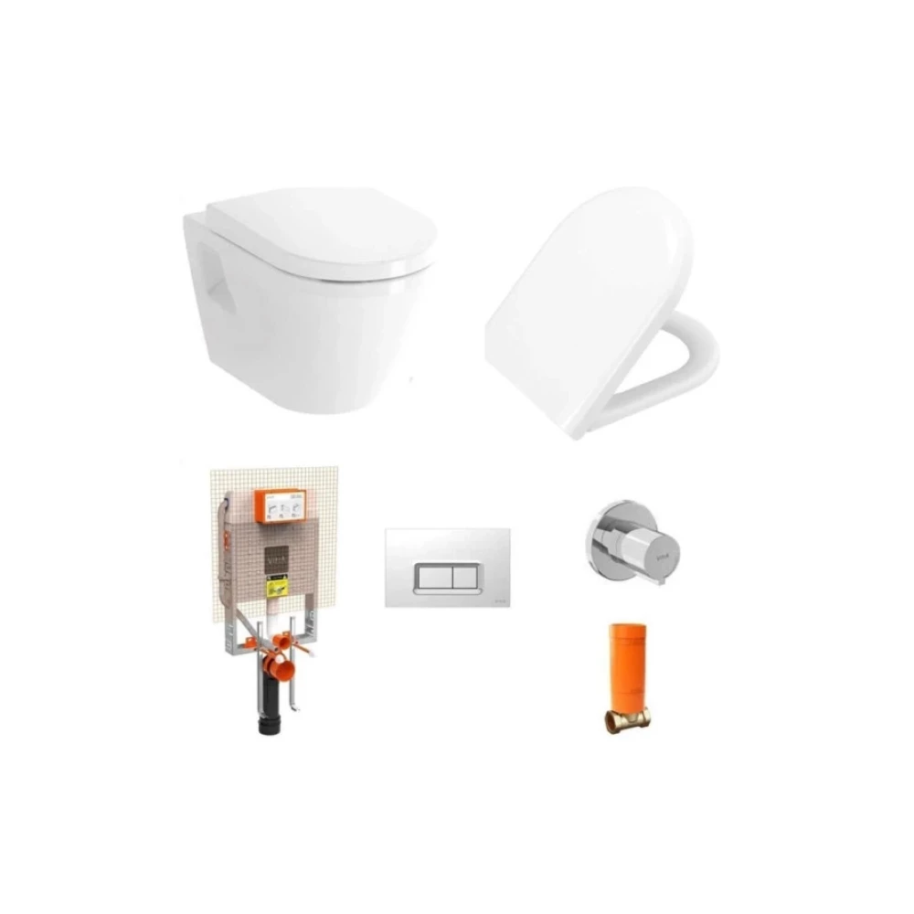 Vitra Integra Rim-Ex Kanalsız Asma Klozet+ Yavaş Kapak 85+ Gömme Rezervuar Set 800-1868 Klozet Fiyatı