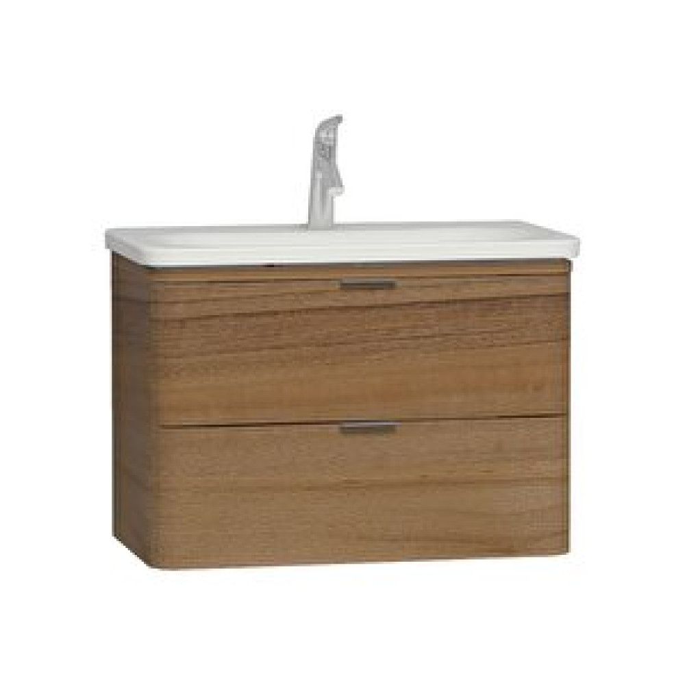 VitrA Vitra Nest Trendy 80 Cm Hareli Doğal Ahşap Çift Çekmeceli Banyo Dolabı Alt Modül Ve Lavabo 56147 Banyo Dolabı / Mobilyası Fiyatı