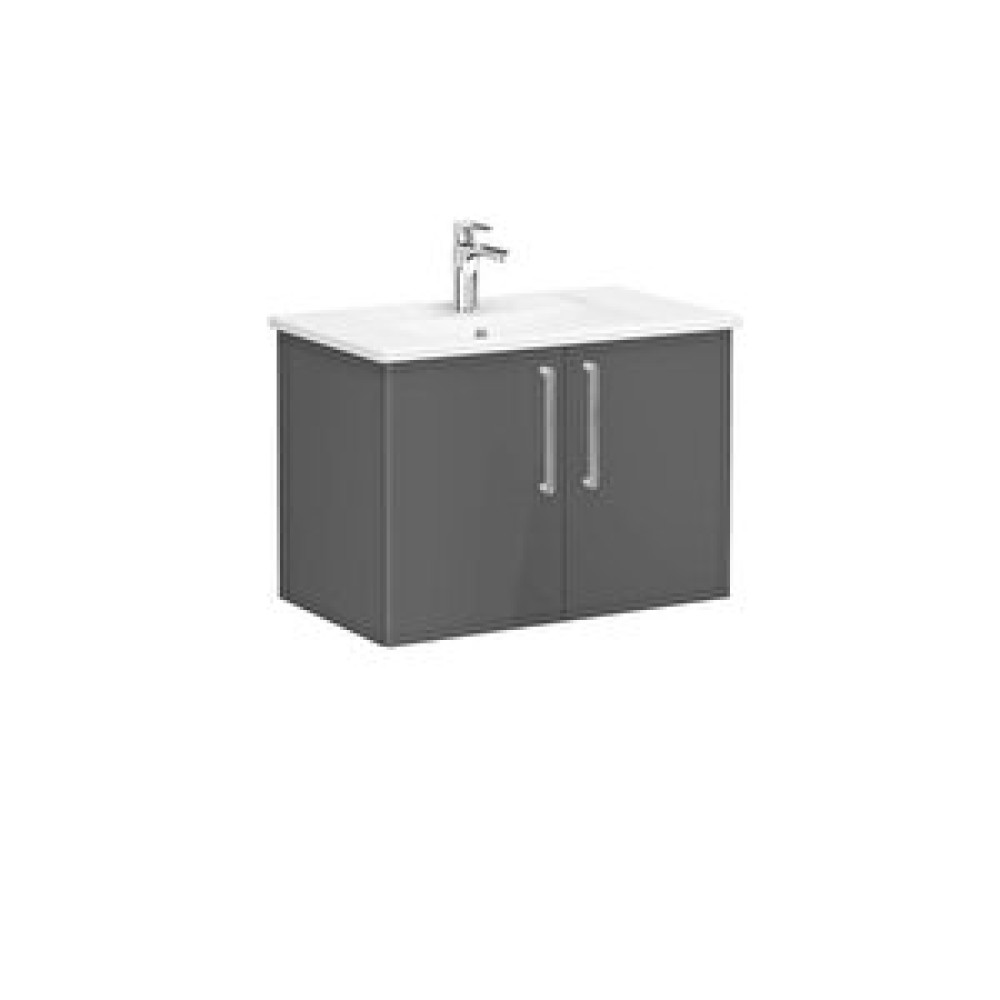 VitrA Vitra Root Flat 80 Cm Parlak Antrasit Kapaklı Banyo Dolabı Alt Modül Lavabo 66388 Banyo Dolabı / Mobilyası Fiyatı