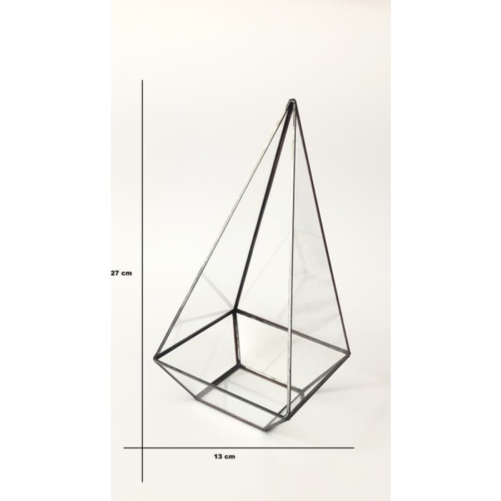Vitrayverteks Dekoratif Geometrik Teraryum Cam Fanus - Antrasit Vazo Fiyatı