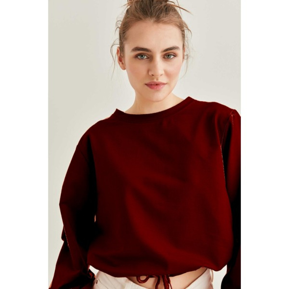 Vitrin Belden Büzmeli Kol Ucu Lastikli Sweatshirt Bluz Fiyatı