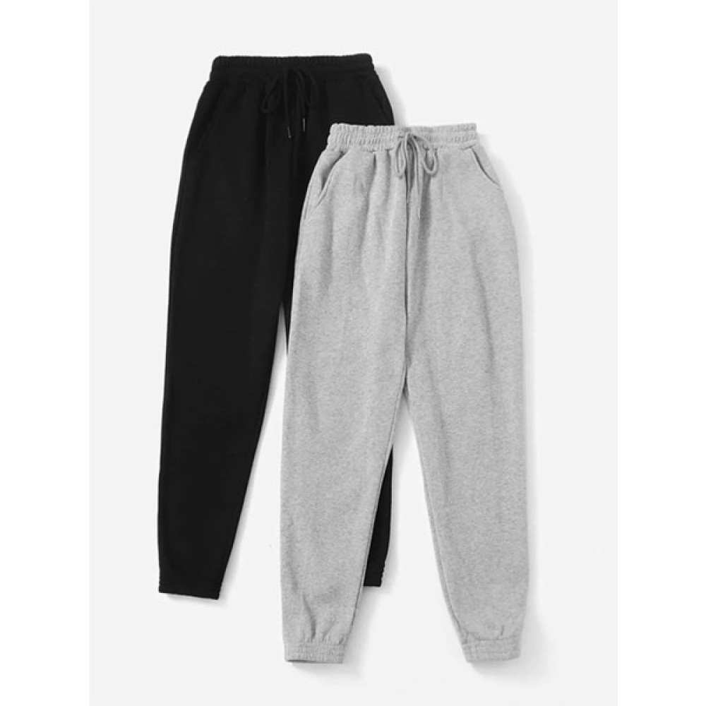 VivaJoy Ikili Jogger Eşofman Altı-Siyah ve Gri Lastik Paça Yüksek Bel Eşofman Kadın Eşofman Fiyatı