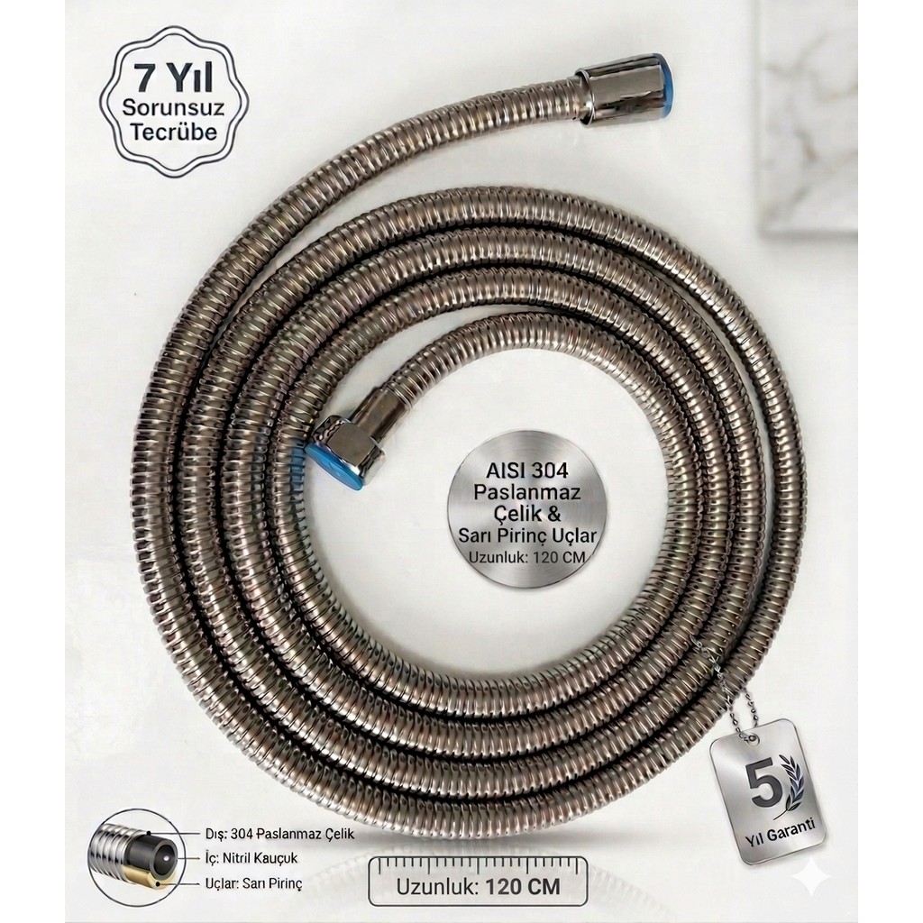 Vival Premium 1.2 Metre Duş Hortumu Duş Fskiyesi 120 cm 5 Yıl Garantili Yerli Üretim Diğer Fiyatı