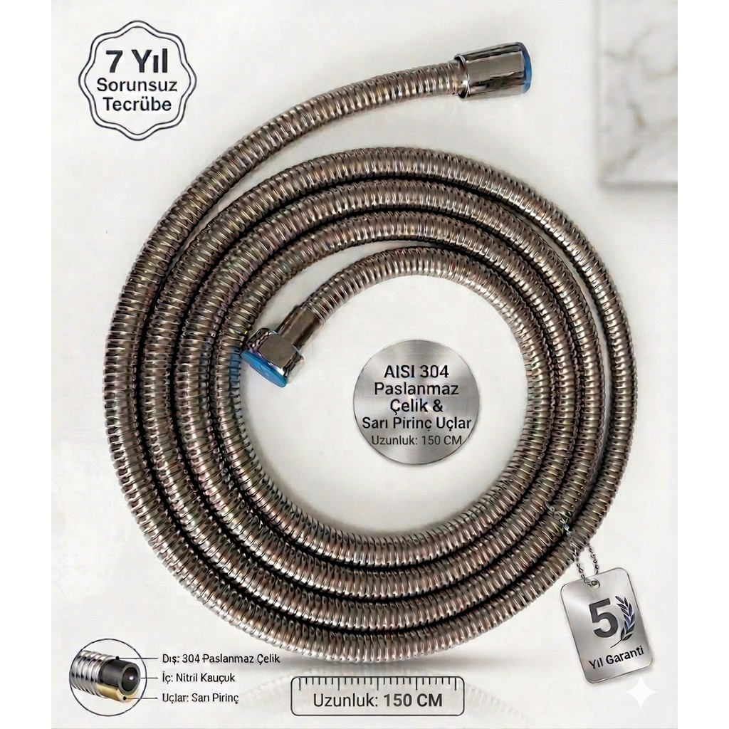 Vival Premium 1.5 Metre Duş Hortumu Duş Fıskiyesi 150 cm 5 Yıl Garantili Yerli Üretim Diğer Fiyatı