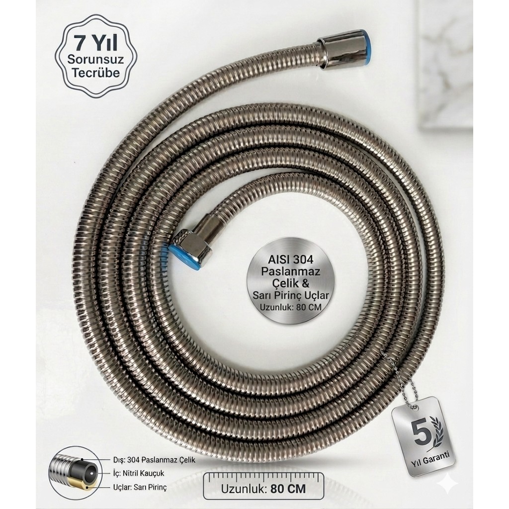 Vival Premium 80 CM Duş Hortumu Duş Fıskiyesi 80 cm 5 Yıl Garantili Yerli Üretim Diğer Fiyatı