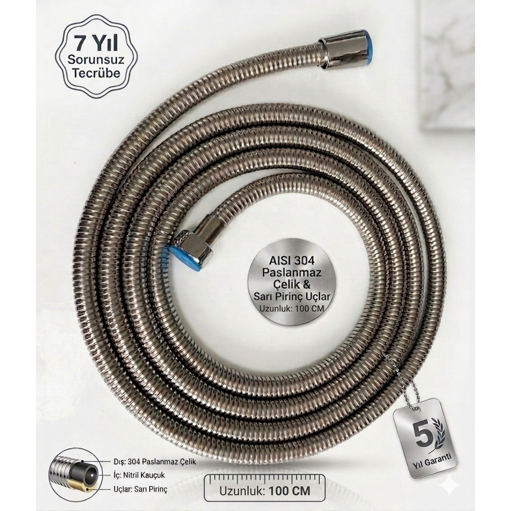 Vival VİVAL Premium 1 Metre Duş Hortumu Duş Fıskiyesi 100 cm 5 Yıl Garantili Yerli Üretim Diğer Fiyatı