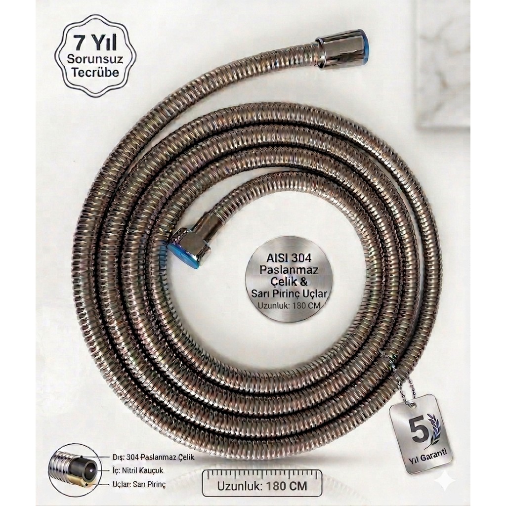 Vival VİVAL Premium 1.8 Metre Duş Hortumu Duş Fıskiyesi 180 cm 5 Yıl Garantili Yerli Üretim Diğer Fiyatı