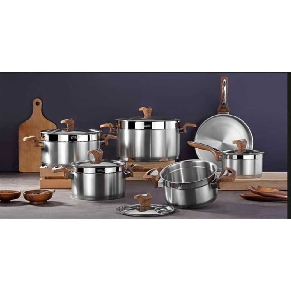 Vivaldi Anka 11 Parça Çelik Tencere Seti - Inox - 28 cm Tencereler Fiyatı