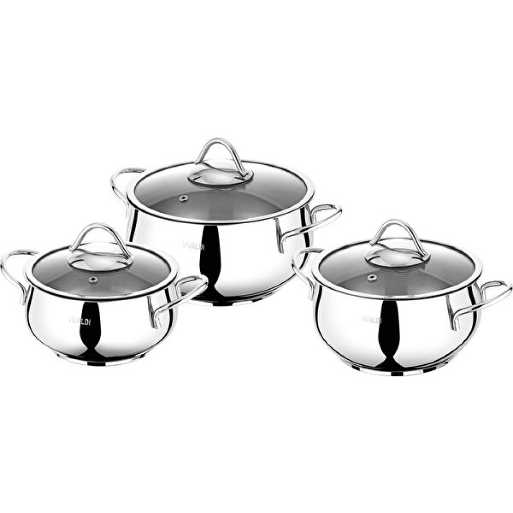 Vıvaldı Ufo Çelik Mini Tencere Seti (16-18-20) cm Tel Kulp Cam Kapak GORGEL.0159 - Açık Gri - 20 cm Tencereler Fiyatı