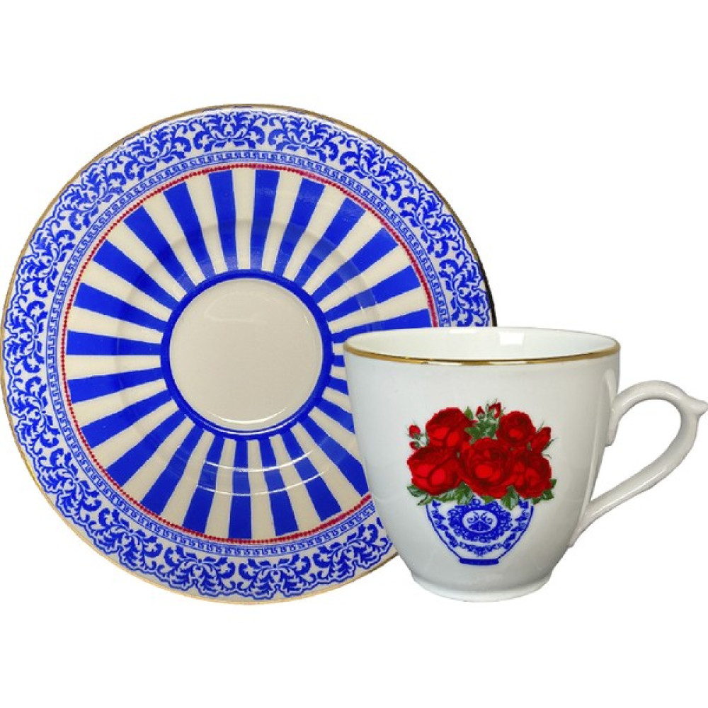 Vivas Blue Blanc Kırmızı Gül 2'li Kahve Fincanı Seti Fincan / Bardak / Kahve Takımı Fiyatı