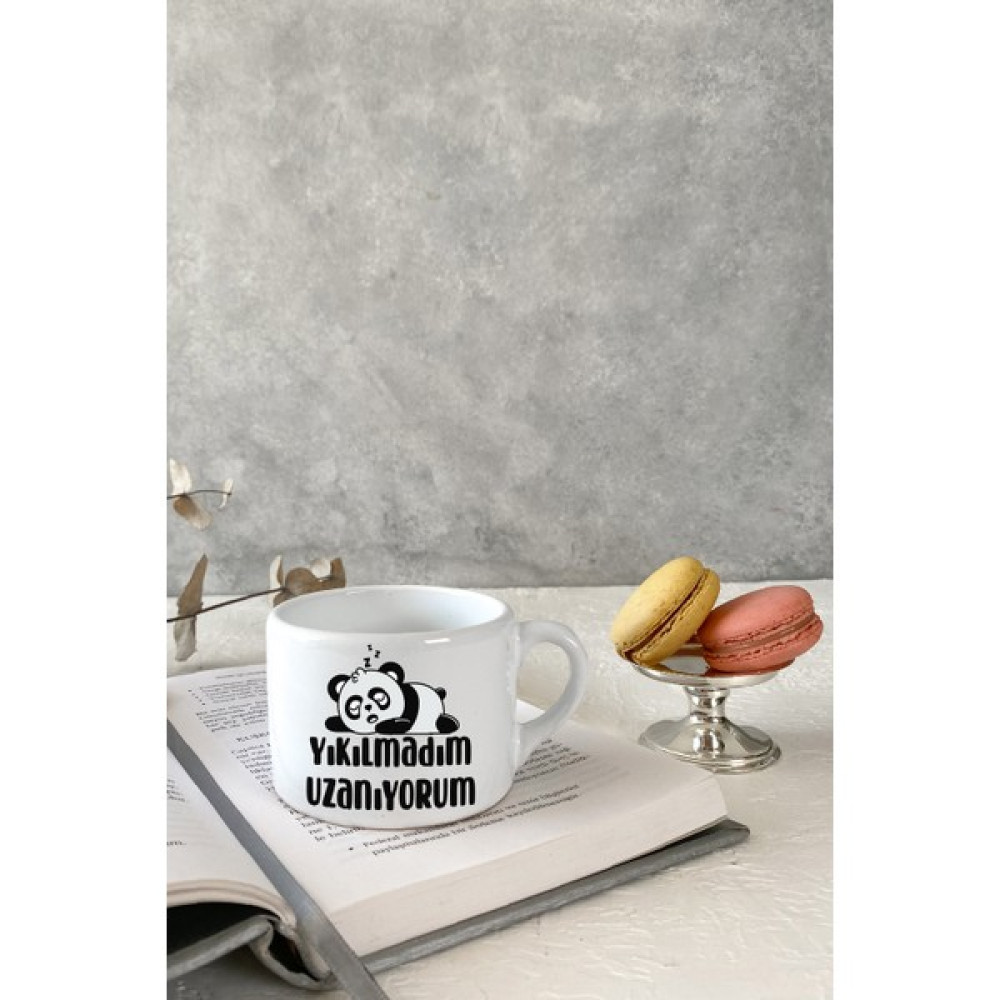Vivas Panda Yıkılmadım Uzanıyorum Beyaz Küçük Kupa Bardak Espresso Fincanı Kahve Kupası Fincan / Bardak / Kahve Takımı Fiyatı
