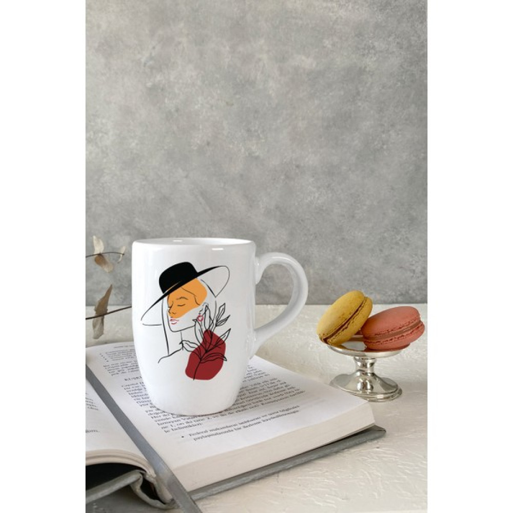 Vivas Soyut Kadın Figürlü Beyaz Kupa Bardak - Abstract Mug No: 4 Kahve Kupası Fincan / Bardak / Kahve Takımı Fiyatı