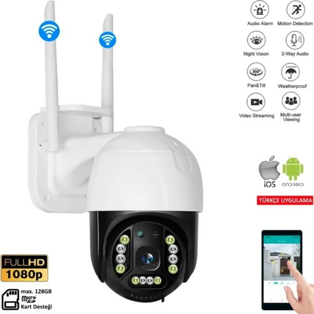 Vivatech 360 Dönebilen Kablosuz Wifi Ip Kamera Speed Dome 1080P Fullhd Gece Görüşlü Hareketli Dış Mekan Diğer Fiyatı