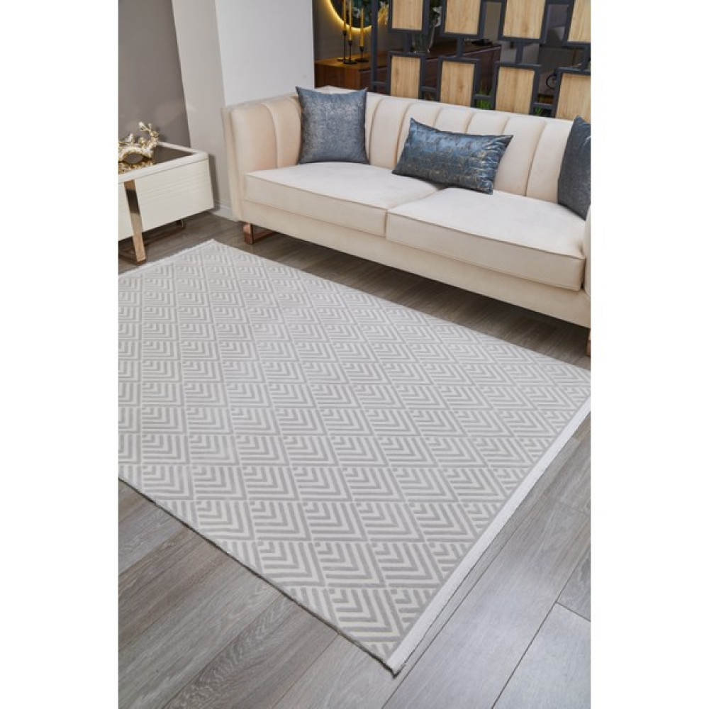 Viviana Home Bella Modern Salon Halısı Mutfak Halısı Yolluk Doğal Yumuşak Krem Açık Gri Halı Bl-04 - Krem - Açık Gri - ​80 x 150 cm Salon Halısı Fiyatı