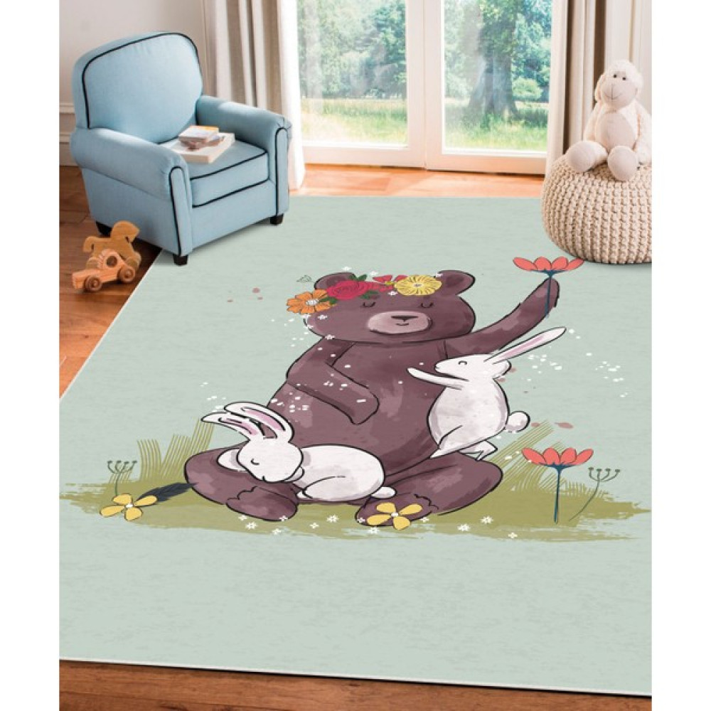 Vivica Dijital Baskı Kaymaz Taban Makinede Yıkanabilir Çocuk Odası Halısı Bebek Odası Halısı - 40 x 60 cm - Kahve Bebek Odası Halı Fiyatı