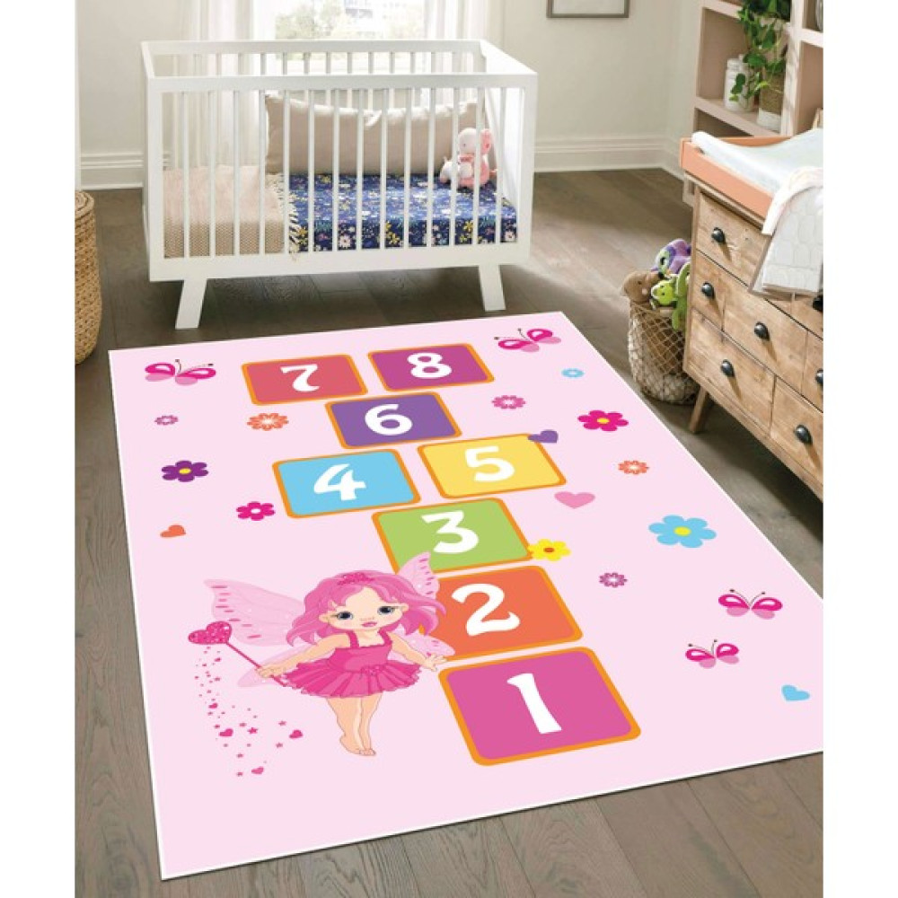 Vivica Dijital Baskı Kaymaz Taban Makinede Yıkanabilir Çocuk Odası Halısı Bebek Odası Halısı - Açık Pembe - 40 x 60 cm Bebek Odası Halı Fiyatı