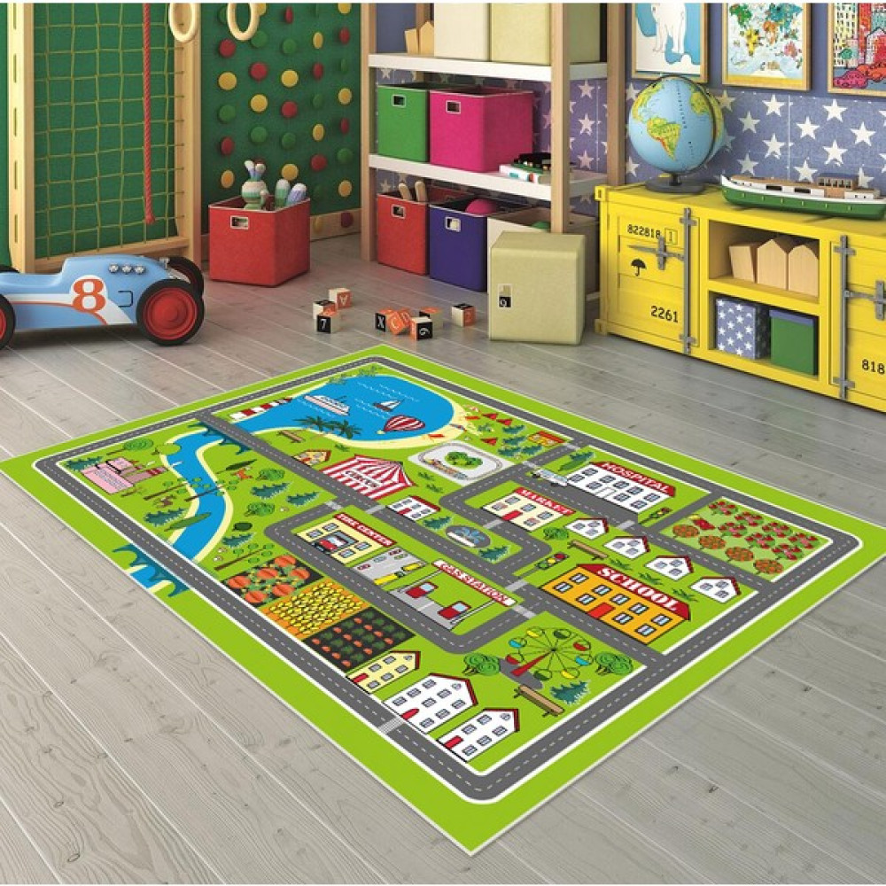 Vivica Dijital Baskı Kaymaz Taban Makinede Yıkanabilir Çocuk Odası Halısı Bebek Odası Halısı - Açık Yeşil - 40 x 60 cm Bebek Odası Halı Fiyatı