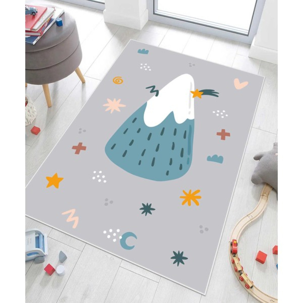 Vivica Dijital Baskı Kaymaz Taban Makinede Yıkanabilir Çocuk Odası Halısı Bebek Odası Halısı - Gri - 40 x 60 cm Bebek Odası Halı Fiyatı