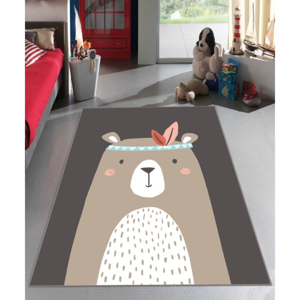 Vivica Dijital Baskı Kaymaz Taban Makinede Yıkanabilir Çocuk Odası Halısı Bebek Odası Halısı - Kahve - 40 x 60 cm Bebek Odası Halı Fiyatı